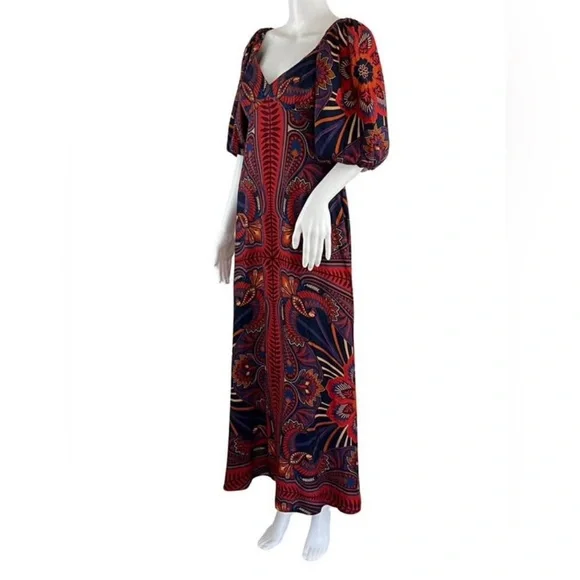 FARM Rio Red and Blue Midi Dress - Picture 6 of 8